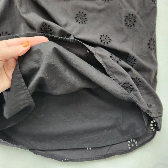 Vineyard Vines Black Sleeveless Eyelet Cotton Shirt Dress Feminine Preppy Cute - Picture 7 of 11